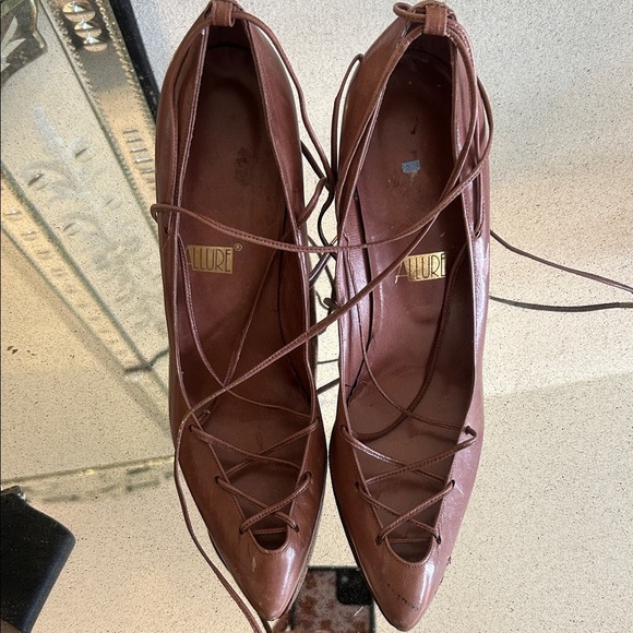Allure Women's Tan Lace-Up Heels - Picture 1 of 10